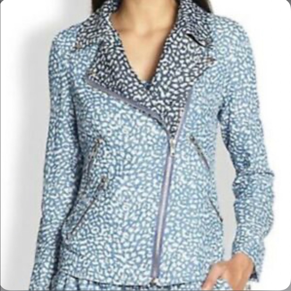 Nwt Revolve Line & Dot Asymmetrical ZIP Bomber